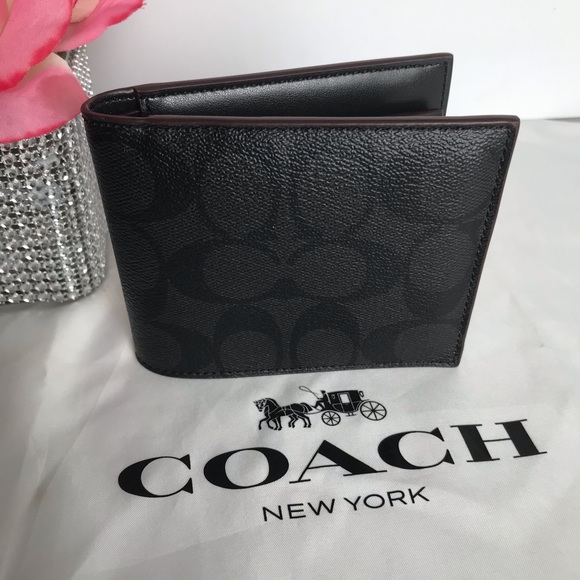 Coach Bags Coach Mens Wallet Compact Id Signature Oxblood Poshmark